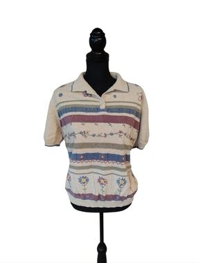 vtg 90s grannycore cottagecore embroidered sweater